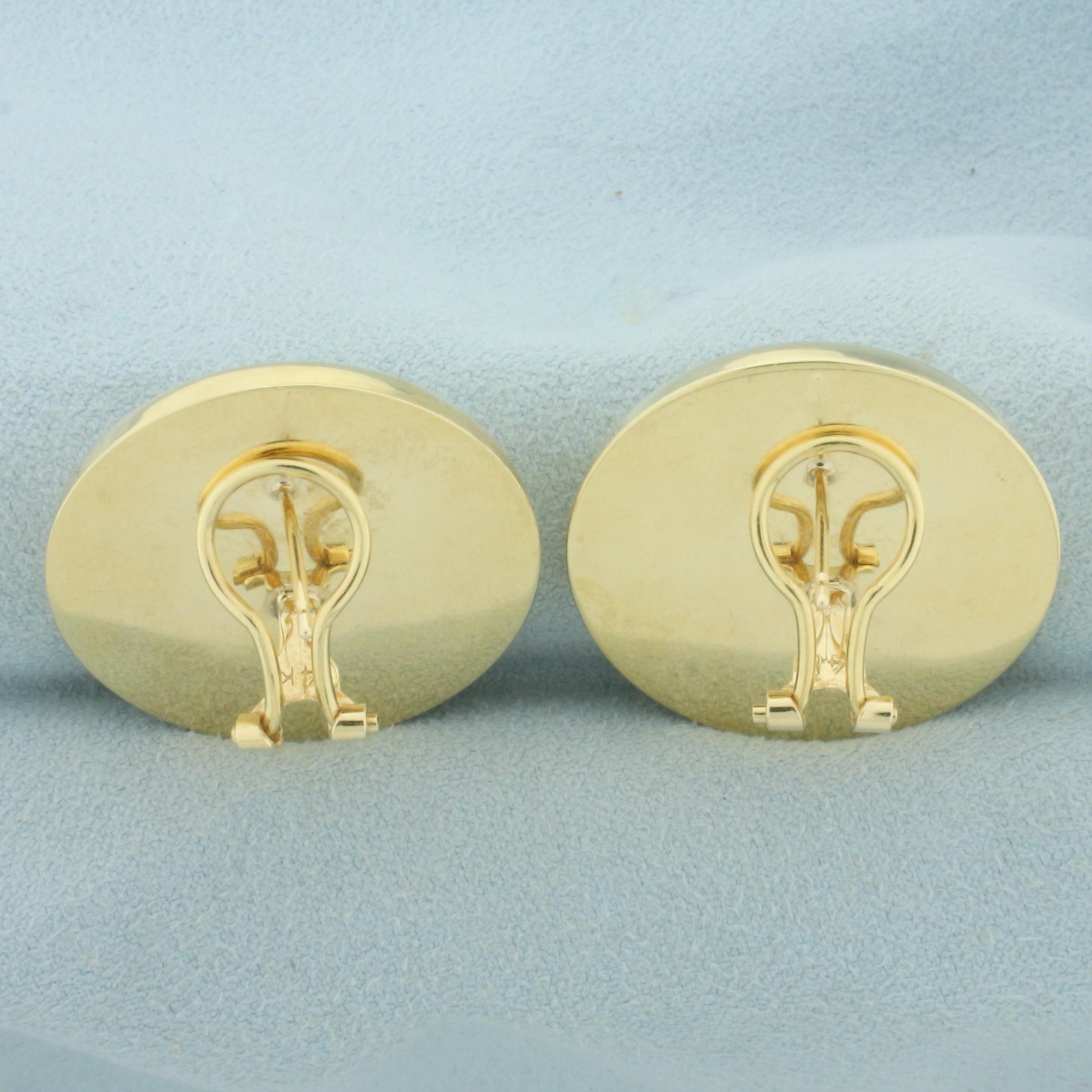 Greek Goddess Aphrodite Button Earring In 14k Yellow Gold