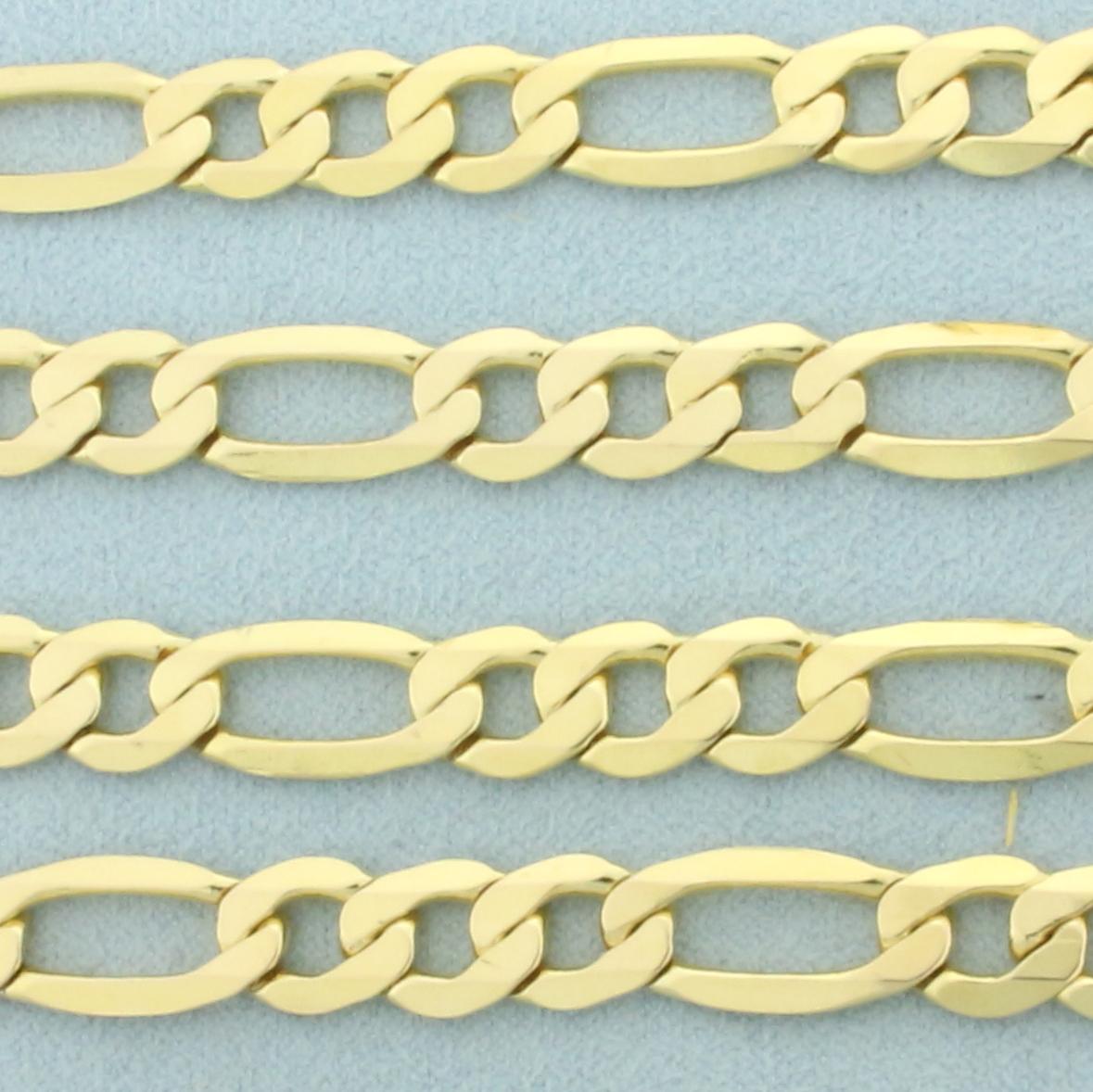 Italian 22 Inch Figaro Link Chain Necklace In 14k Yellow Gold