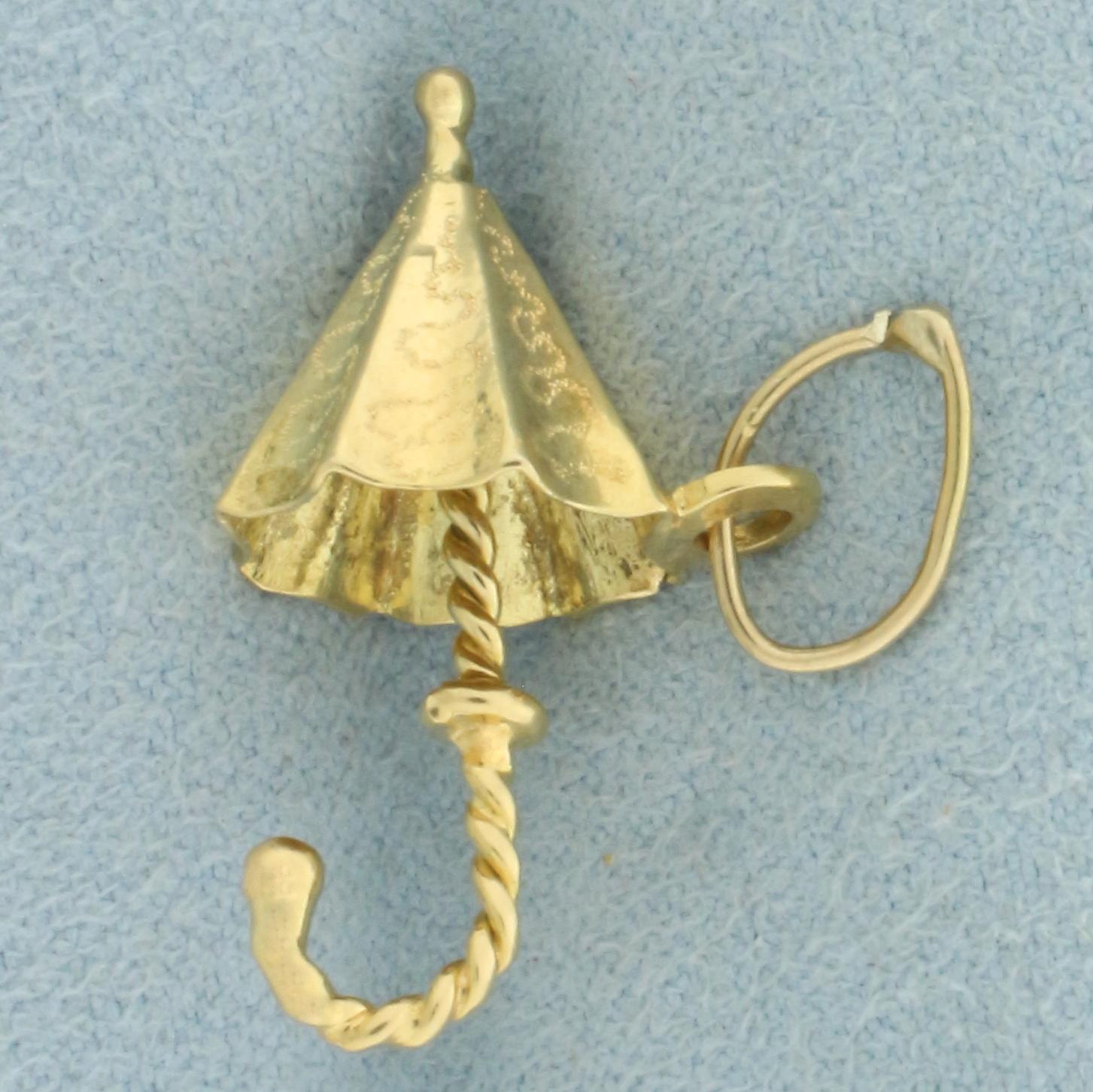 3d Umbrella Charm In 18k Yellow Gold