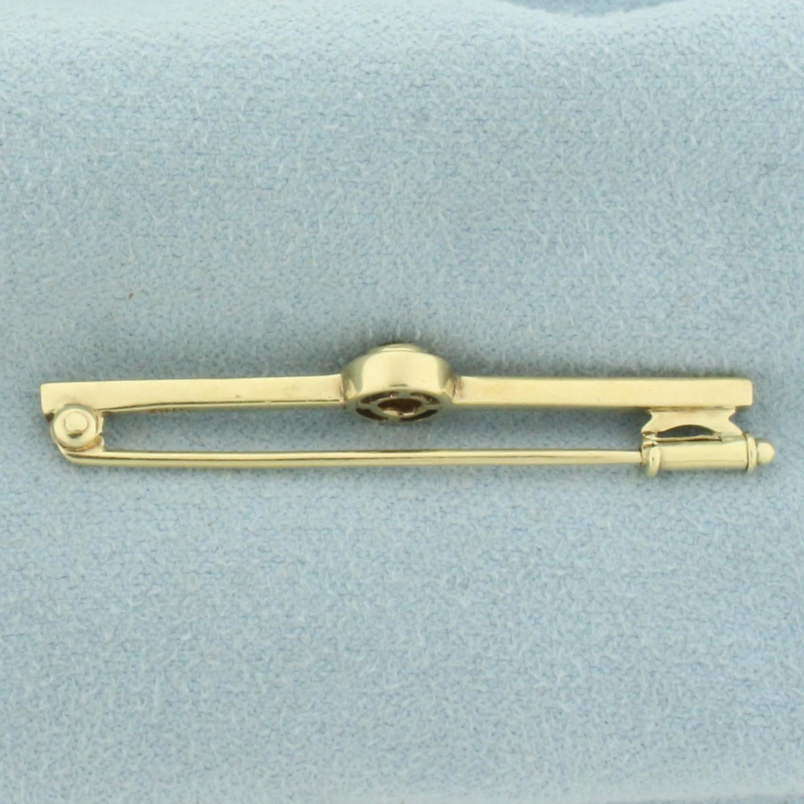 Antique Old European Cut Diamond Pin Brooch In 14k Yellow Gold