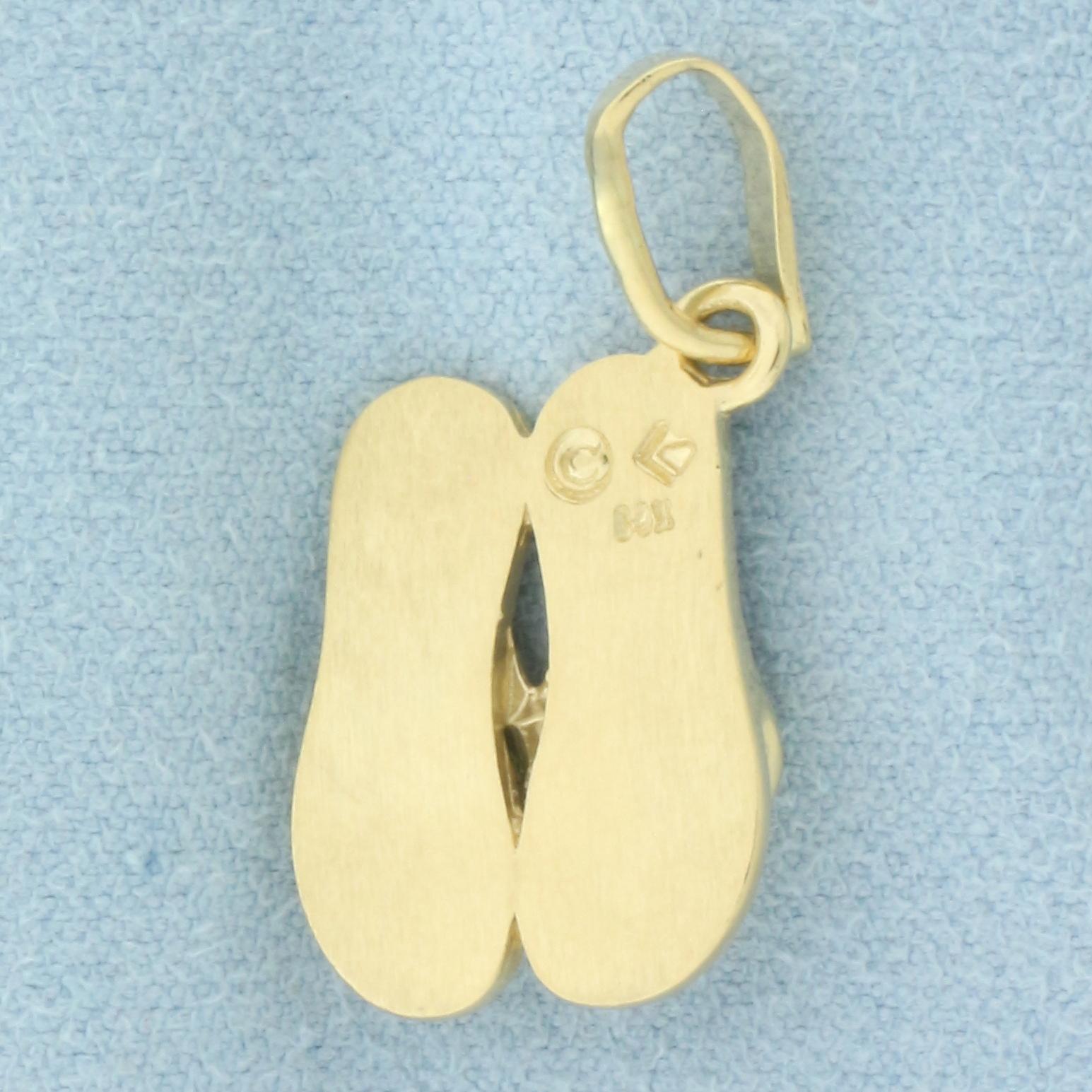 Flip Flops Pendant In 14k Yellow Gold