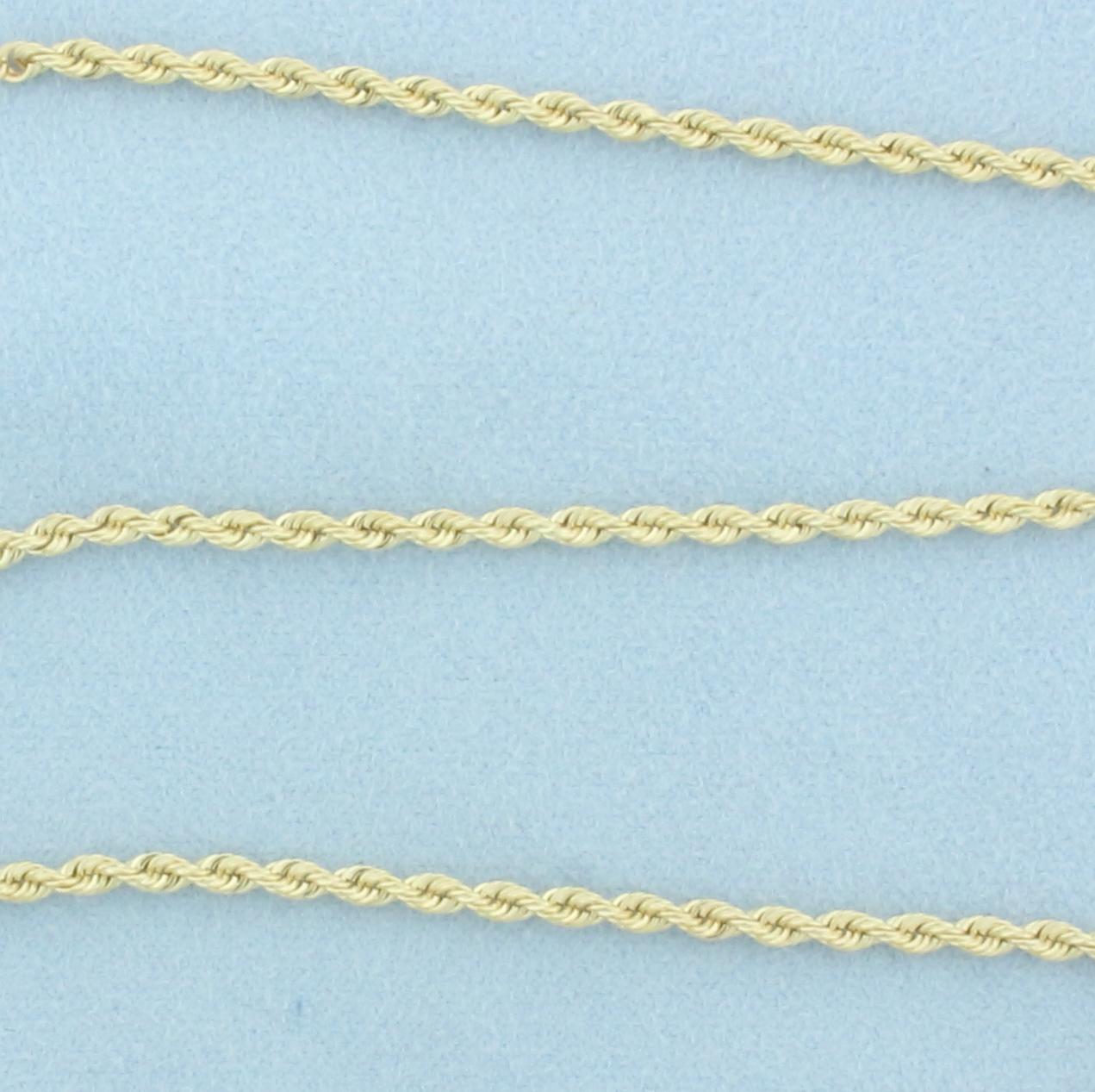 24 Inch Diamond Cut Rope Link Chain Necklace In 14k Yellow Gold