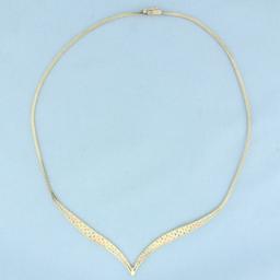 Tri-color Woven V Choker Necklace In 14k Yellow, White, And Rose Gold