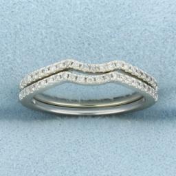 Curved Diamond Wedding Band Rings Set Of 2 In 14k White Gold