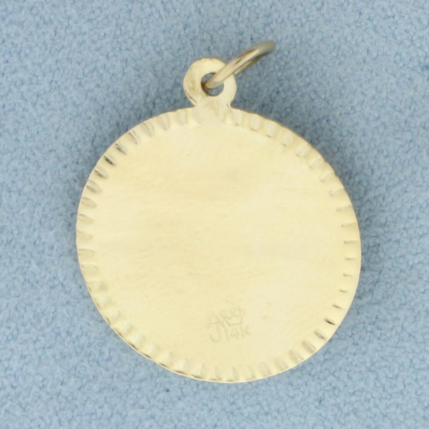 Poodle Disc Charm Or Pendant In 14k Yellow Gold