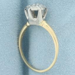 Antique Pave Set Diamond Engagement Ring In 14k Yellow Gold
