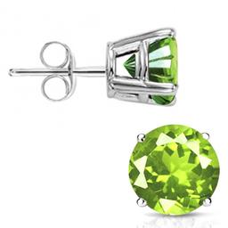 6mm Round Cut Peridot 1.85ctw Stud Earrings In Sterling Silver