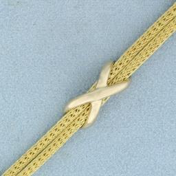 Italian Made Double Wheat Link Bracelet In 18k Yellow Gold