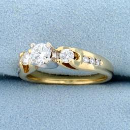 2/3ct Tw Diamond Engagement Ring In 14k White And Yellow Gold
