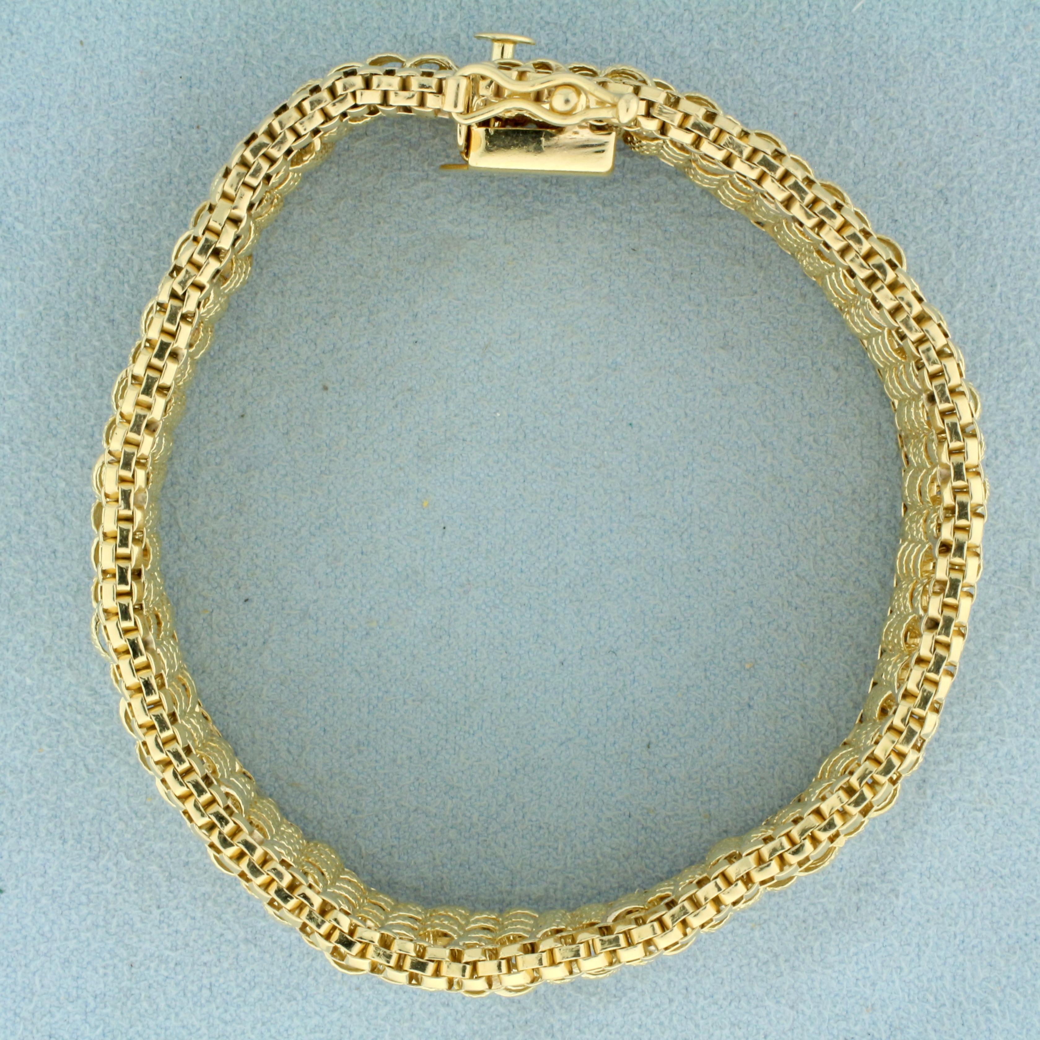 Designer Woven Design Bracelet In 14k Yellow Gold