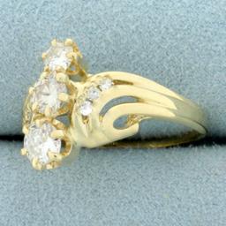 1ct Tw Past Present Future 3 Stone Diamond Ring In 14k Yellow Gold