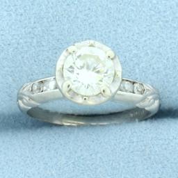 Vintage 1ct Tw Diamond Engagement Ring In Platinum