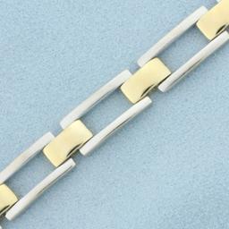 Two Tone Designer Link Bracelet In 14k Yellow And White Gold