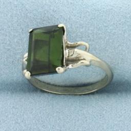 4ct Tsavorite Ring In 14k White Gold