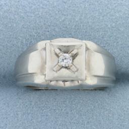 Vintage Diamond Wedding Or Engagement Ring In 14k White Gold