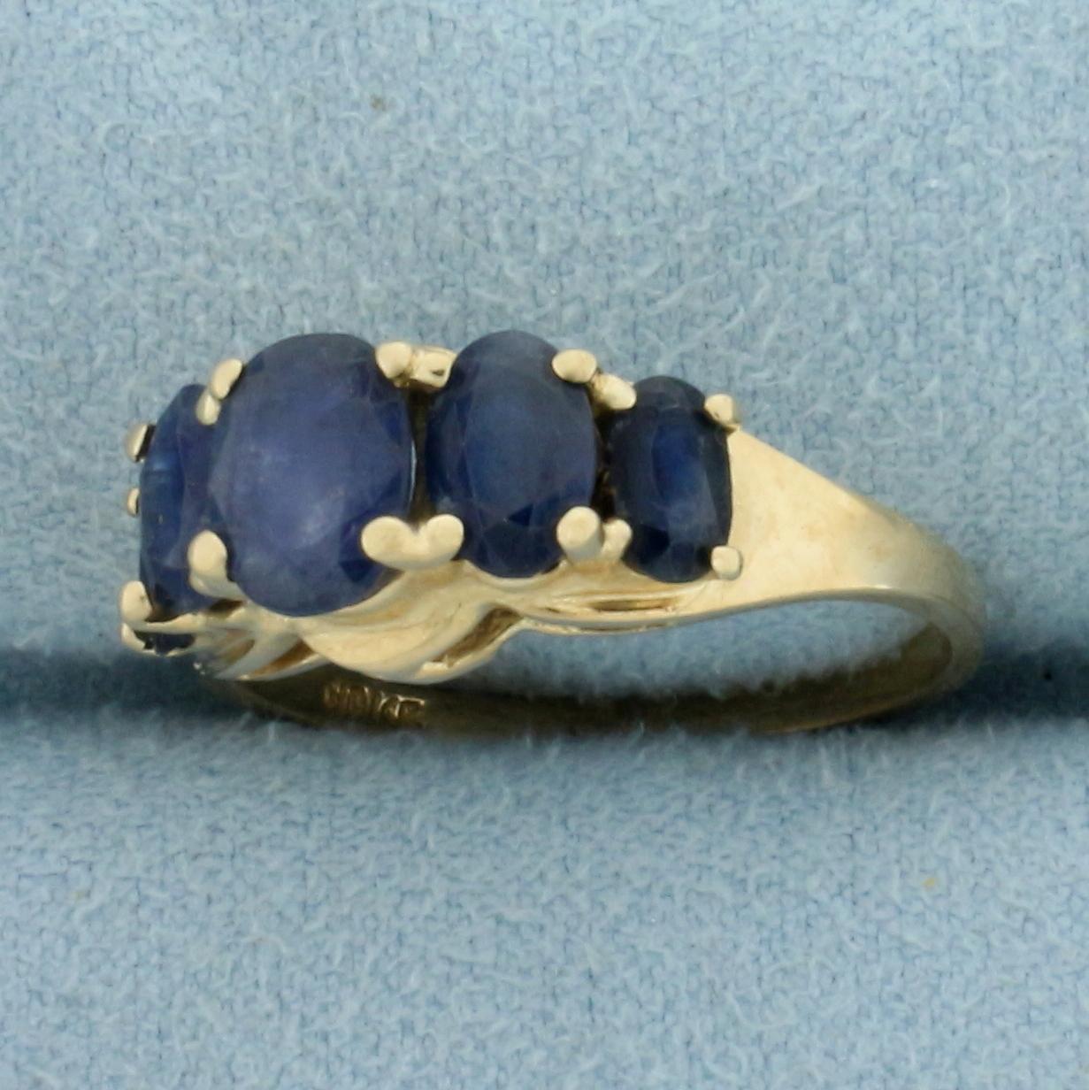 3ct Sapphire 5 Stone Ring In 14k Yellow Gold