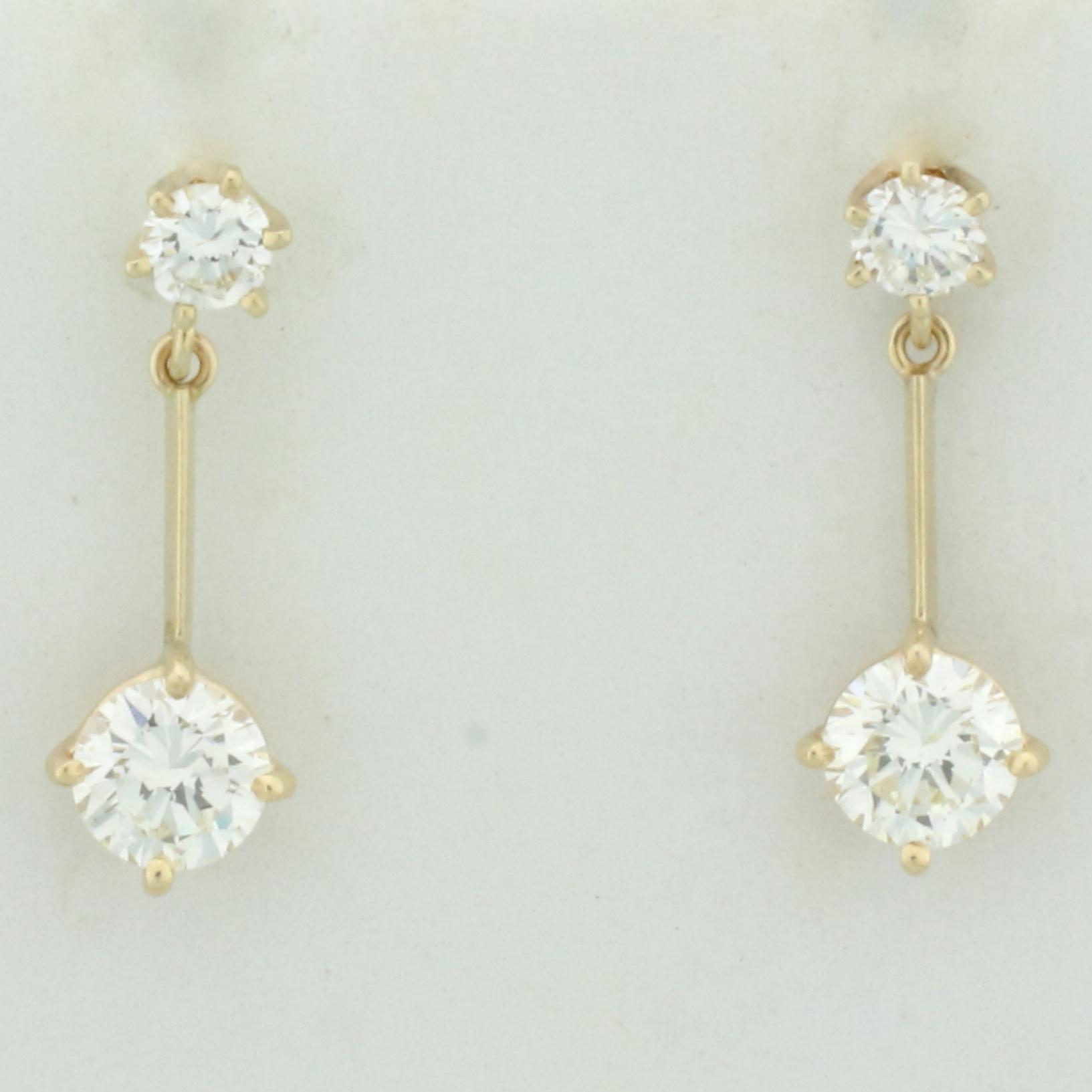 Diamond Dangle Earrings In 14k Yellow Gold