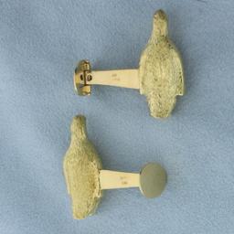 Penguin Cufflinks In 18k Yellow Gold