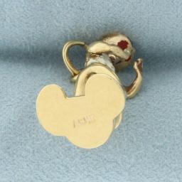 Rare Vintage Mechanical African Drummer Charm In 14k Yellow Gold