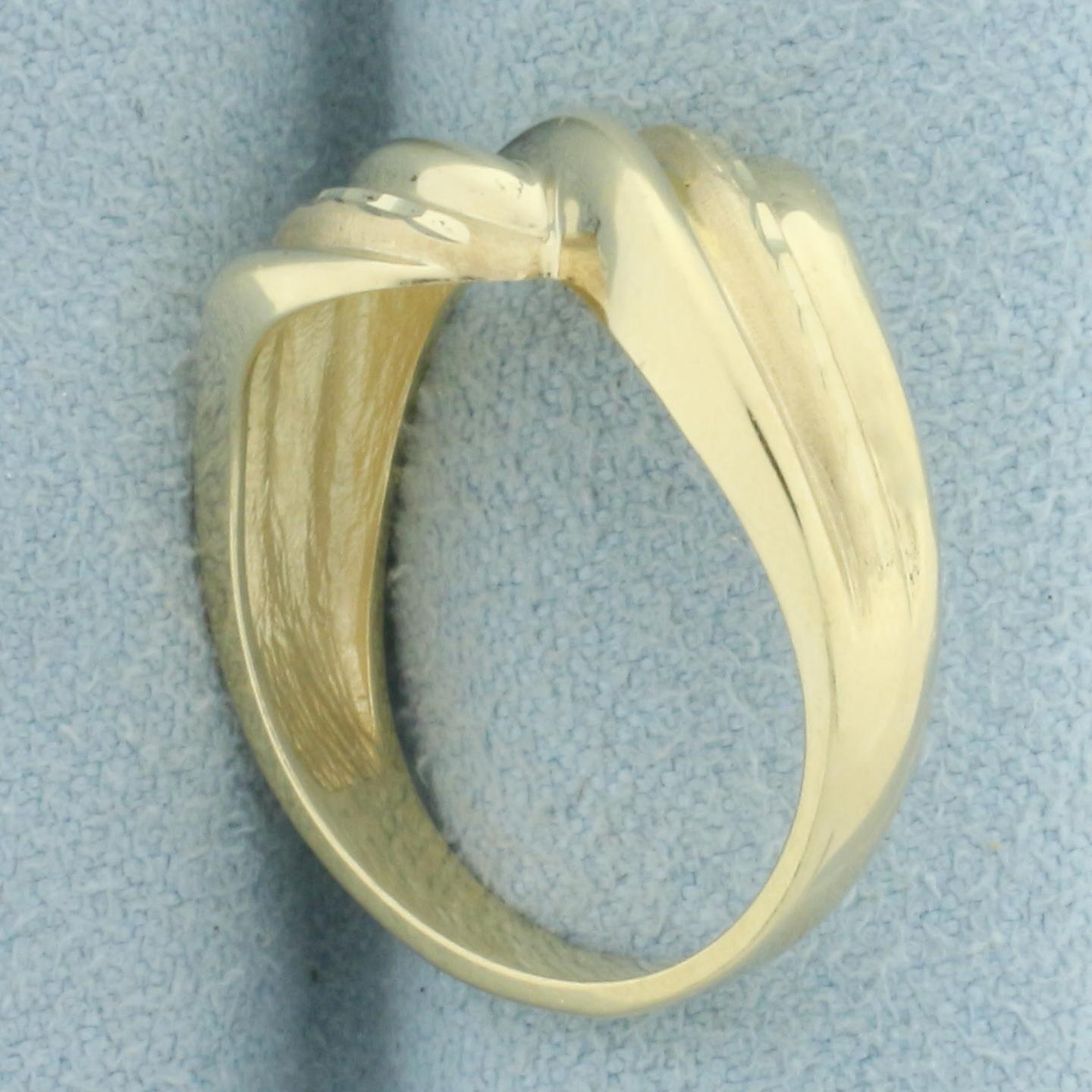 Diamond Cut Wave Design Ring In 14k Yellow Gold