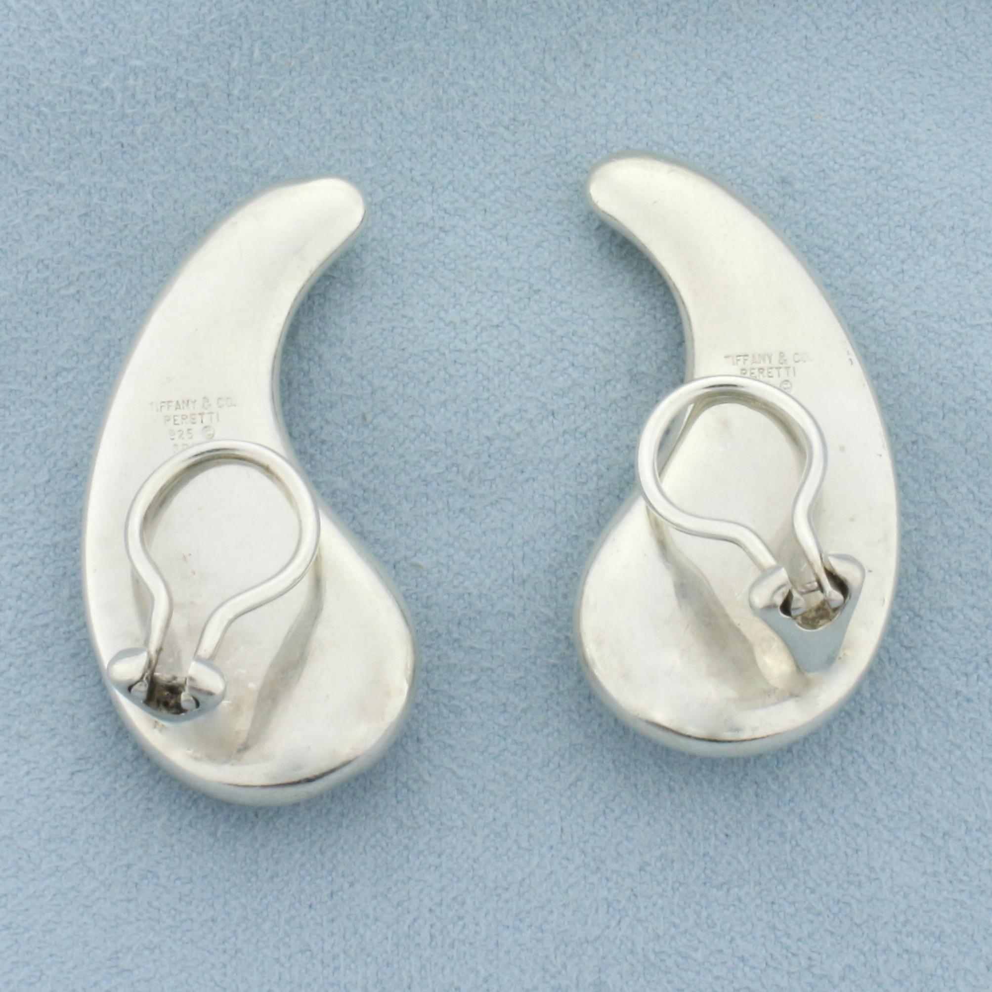 Tiffany And Co. Elsa Peretti Extra Large Oversized Teardrop Sterling Silver Clip On Earrings