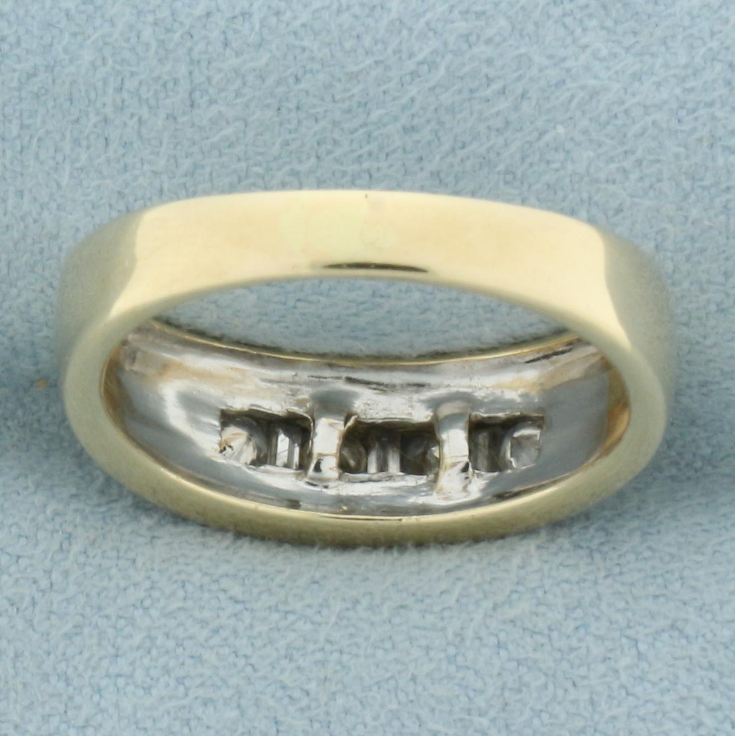 Unique Enamel Diamond Band Ring In 14k Yellow Gold