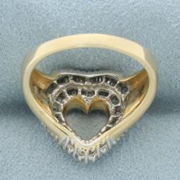 Baguette Diamond Heart Ballerina Ring In 14k Yellow Gold