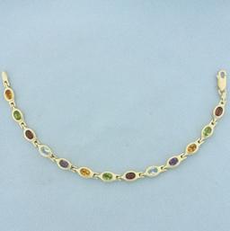 Rainbow Gemstone Bracelet In 14k Yellow Gold