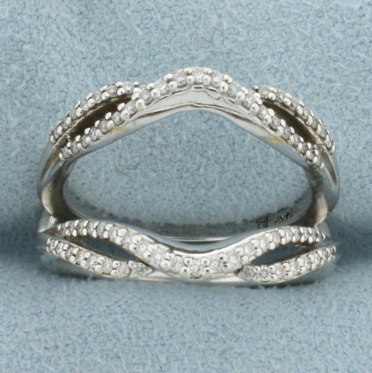 Pave Set Diamond Ring Jacket In 14k White Gold