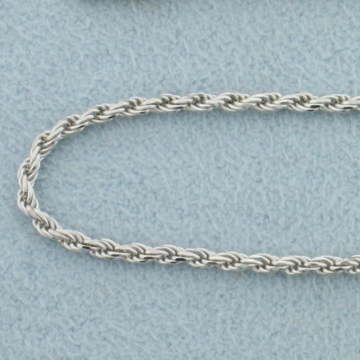 15 Inch Rope Chain Necklace In 18k White Gold