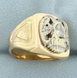 Diamond Mason 32nd Degree Scottish Rite Ring In 14k Yellow Gold