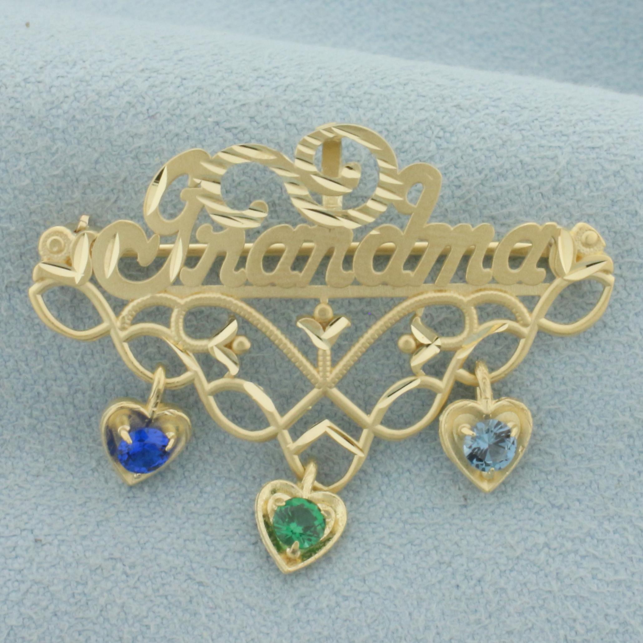 Grandma Topaz Pin In 14k Yellow Gold