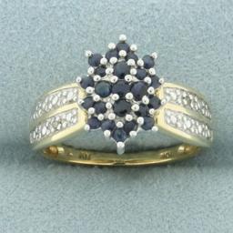 Sapphire And Diamond Ring In 10k Yellow Gold