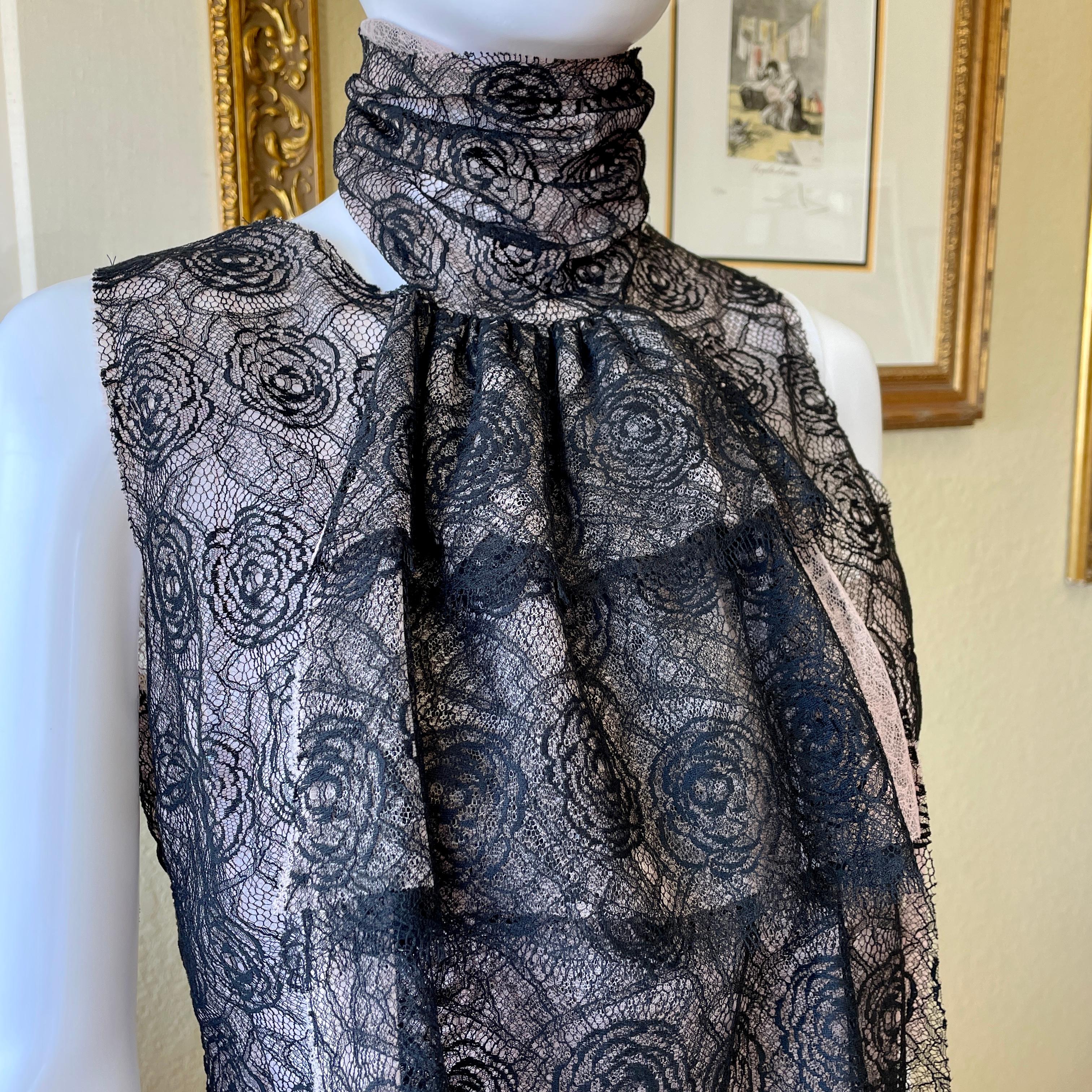 Chanel 03p Camellia Flower Lace Top Blouse With 3 Tier Cravat 40