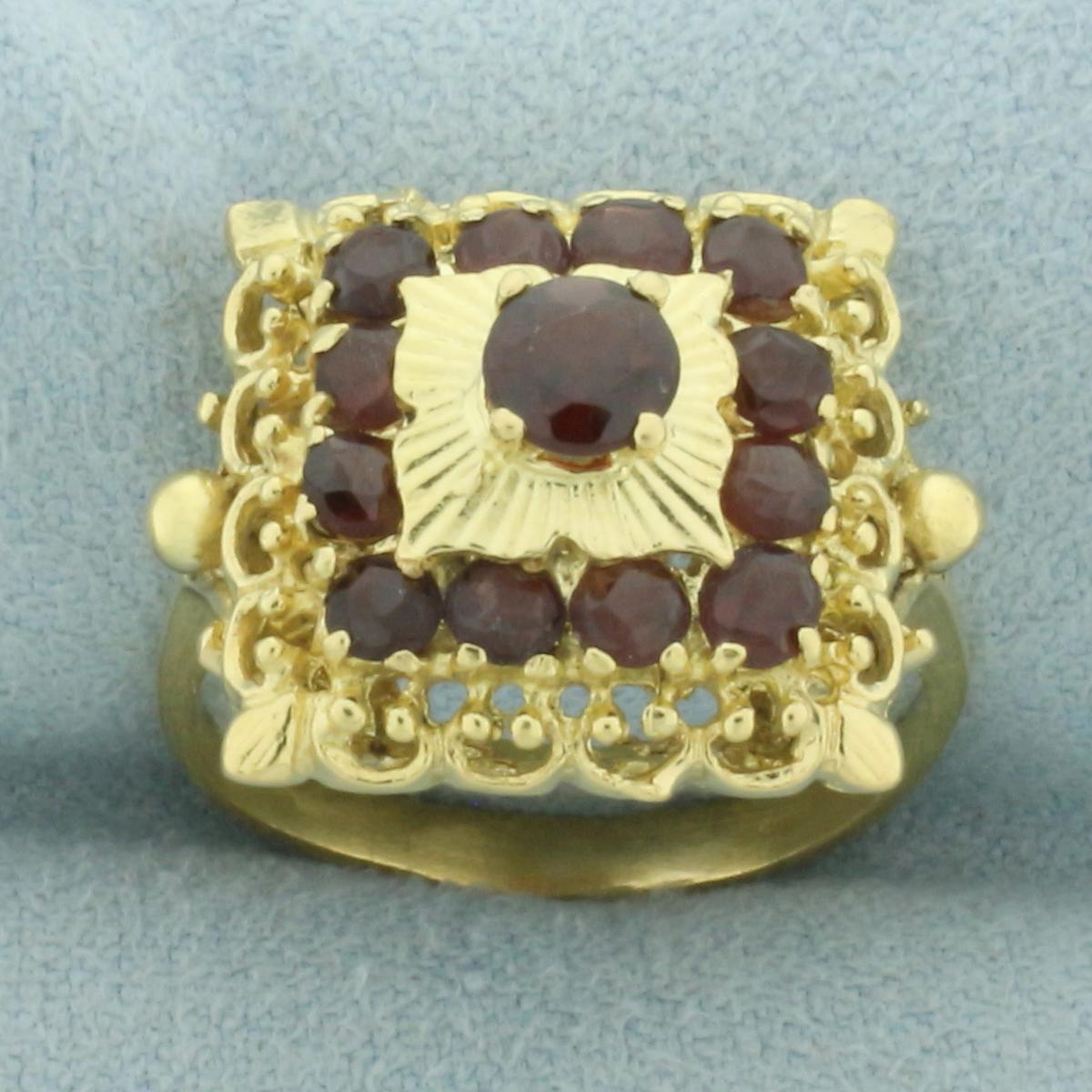 Vintage Garnet Ring In In 18k Yellow Gold