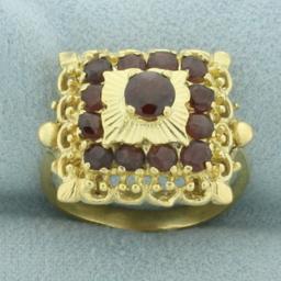 Vintage Garnet Ring In In 18k Yellow Gold