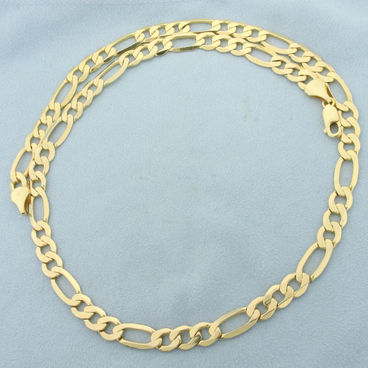 Italian 22 Inch Figaro Link Chain Necklace In 14k Yellow Gold