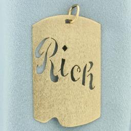Name Rich Pendant In 14k Yellow Gold