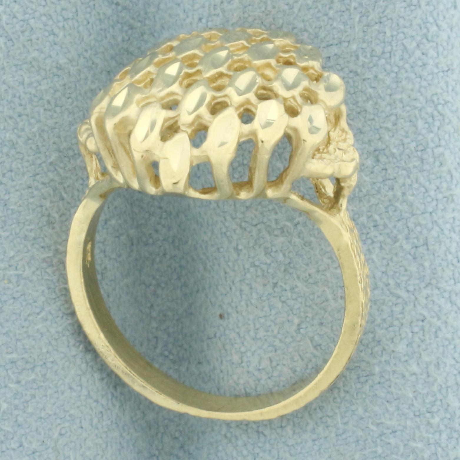 Diamond Cut Diamond Design Ring In 14k Yellow Gold