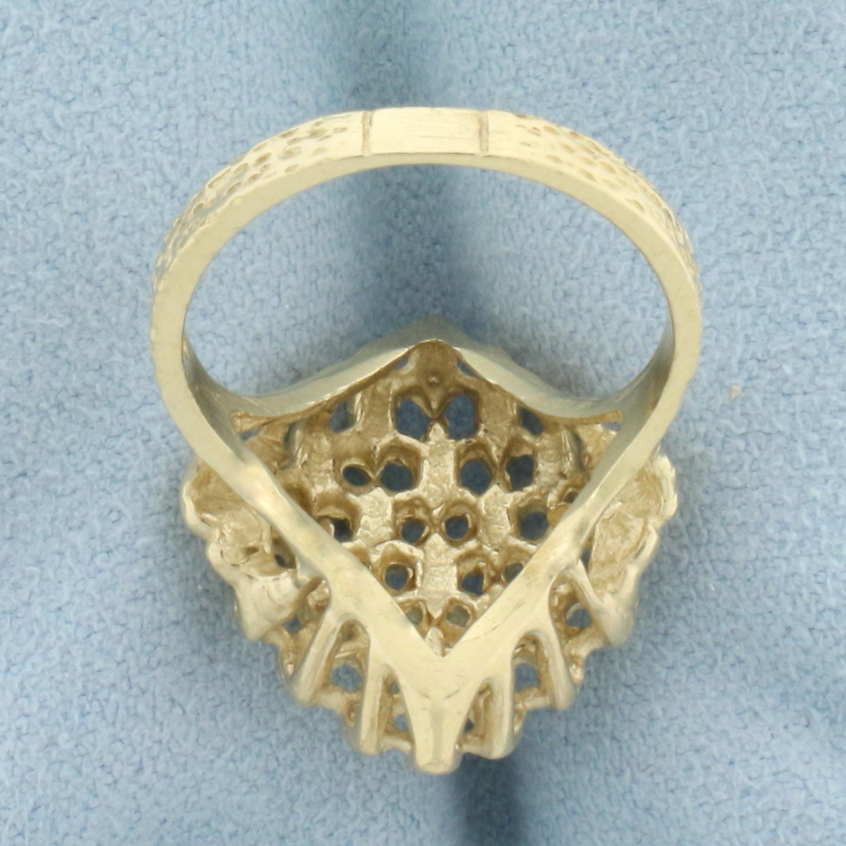 Diamond Cut Diamond Design Ring In 14k Yellow Gold