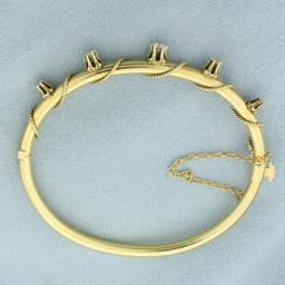 Diamond Rope Design Bangle Bracelet In 14k Yellow Gold