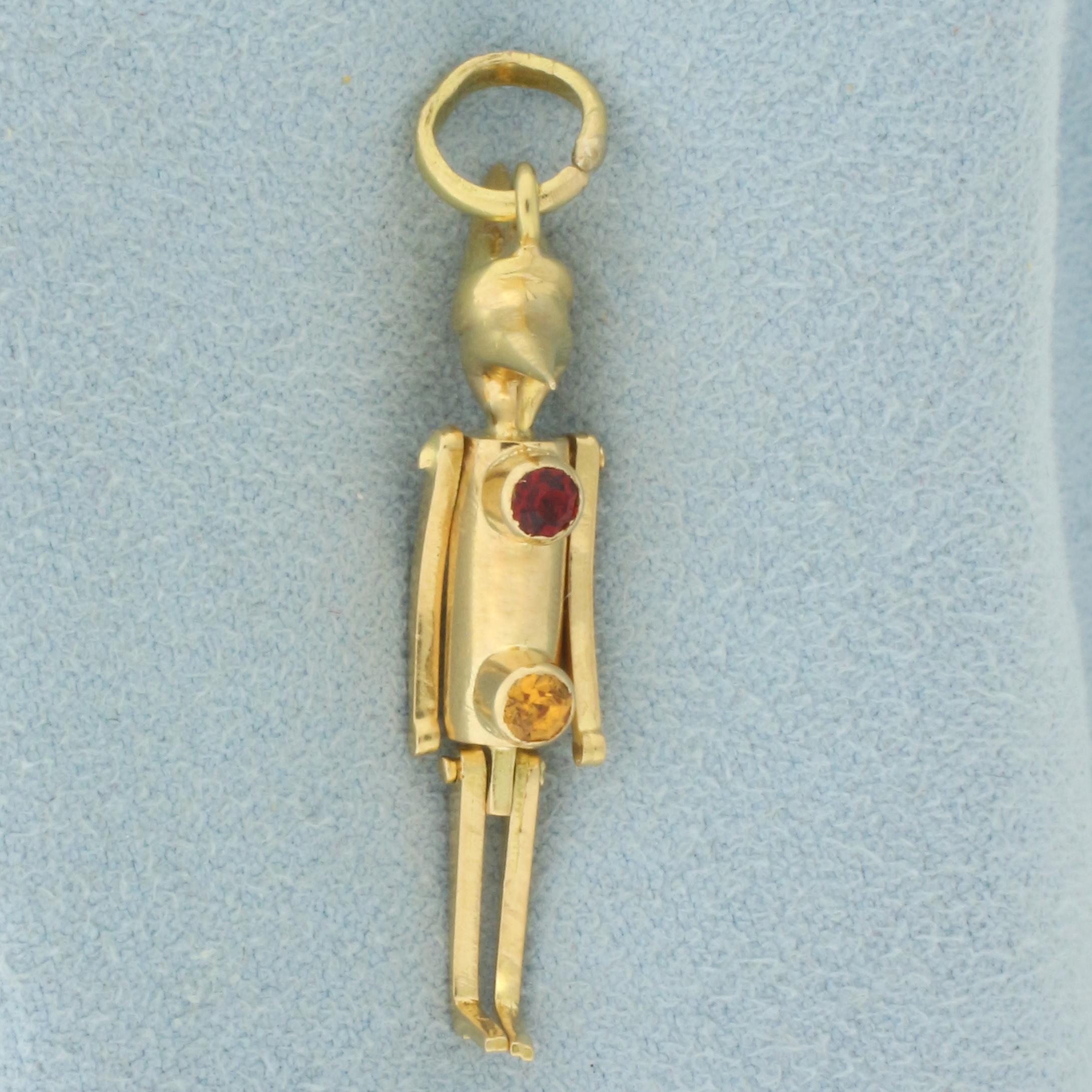 Mechanical Movable Pinocchio Charm Or Pendant In 18k Yellow Gold