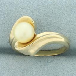 Cultured Akoya Pearl Bypass Ring In 14k Yellow Gold