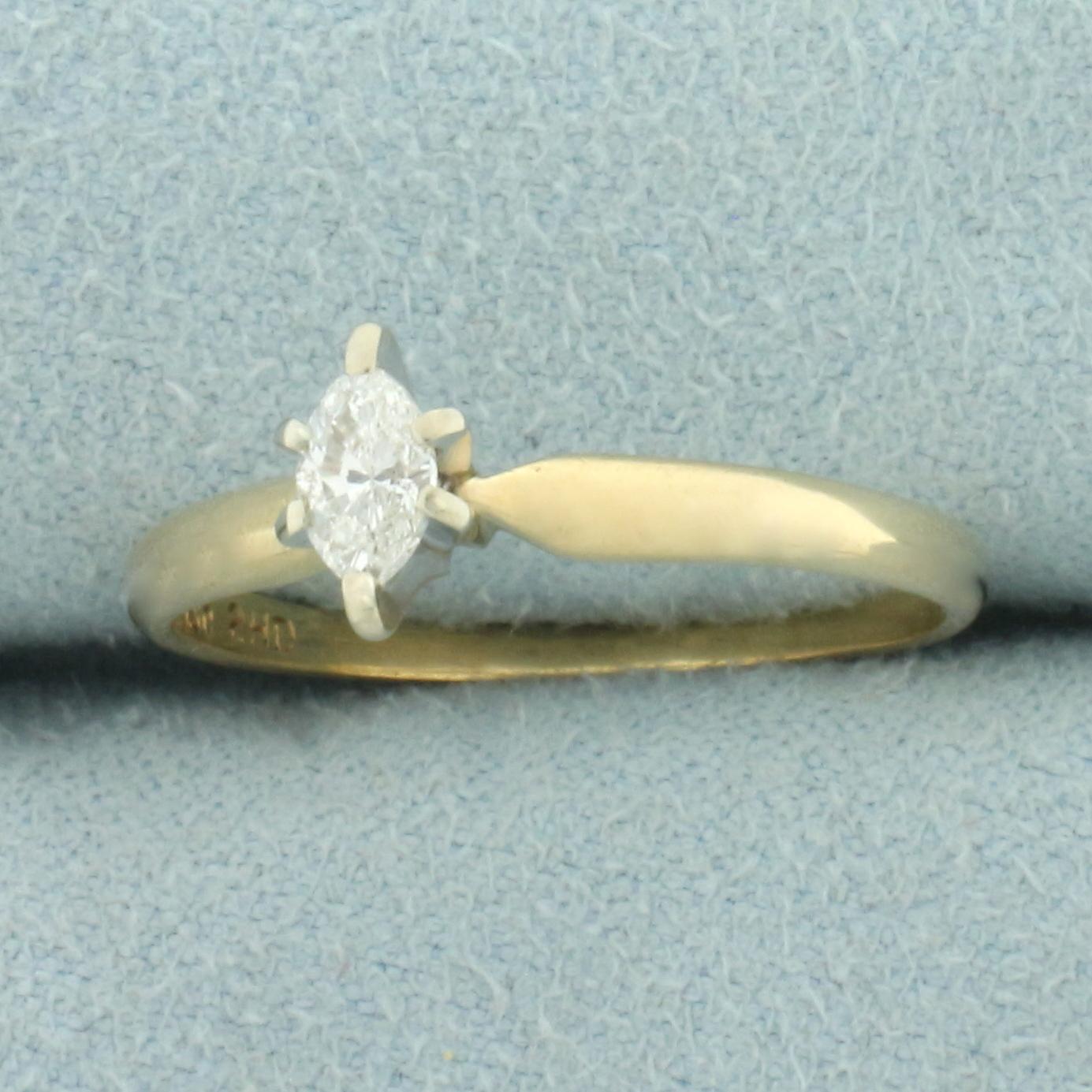 Marquise Diamond Solitaire Ring In 14k Yellow Gold