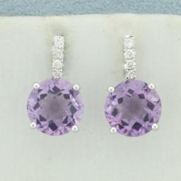 Italian Amethyst And Diamond Earrings In 18k White Gold