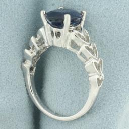 Sapphire Heart Design Ring In 14k White Gold