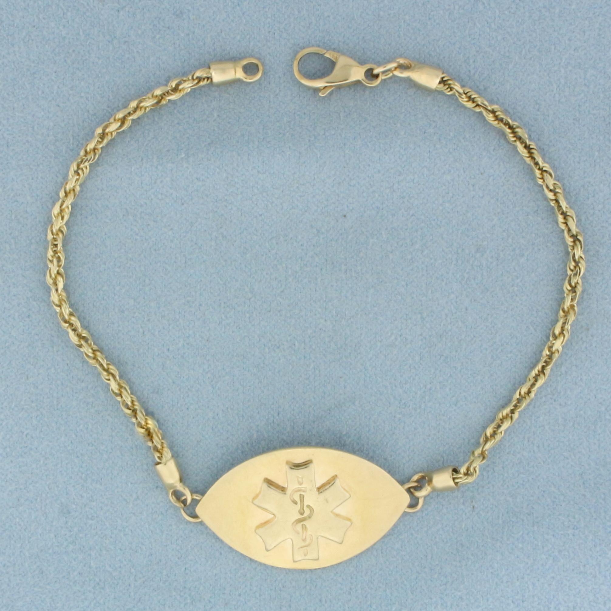 Diabetes Medical Alert Bracelet In 14k Yellow Gold