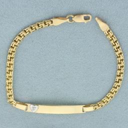 Childs Diamond Id Or Medical Bracelet In 10k Yellow Gold