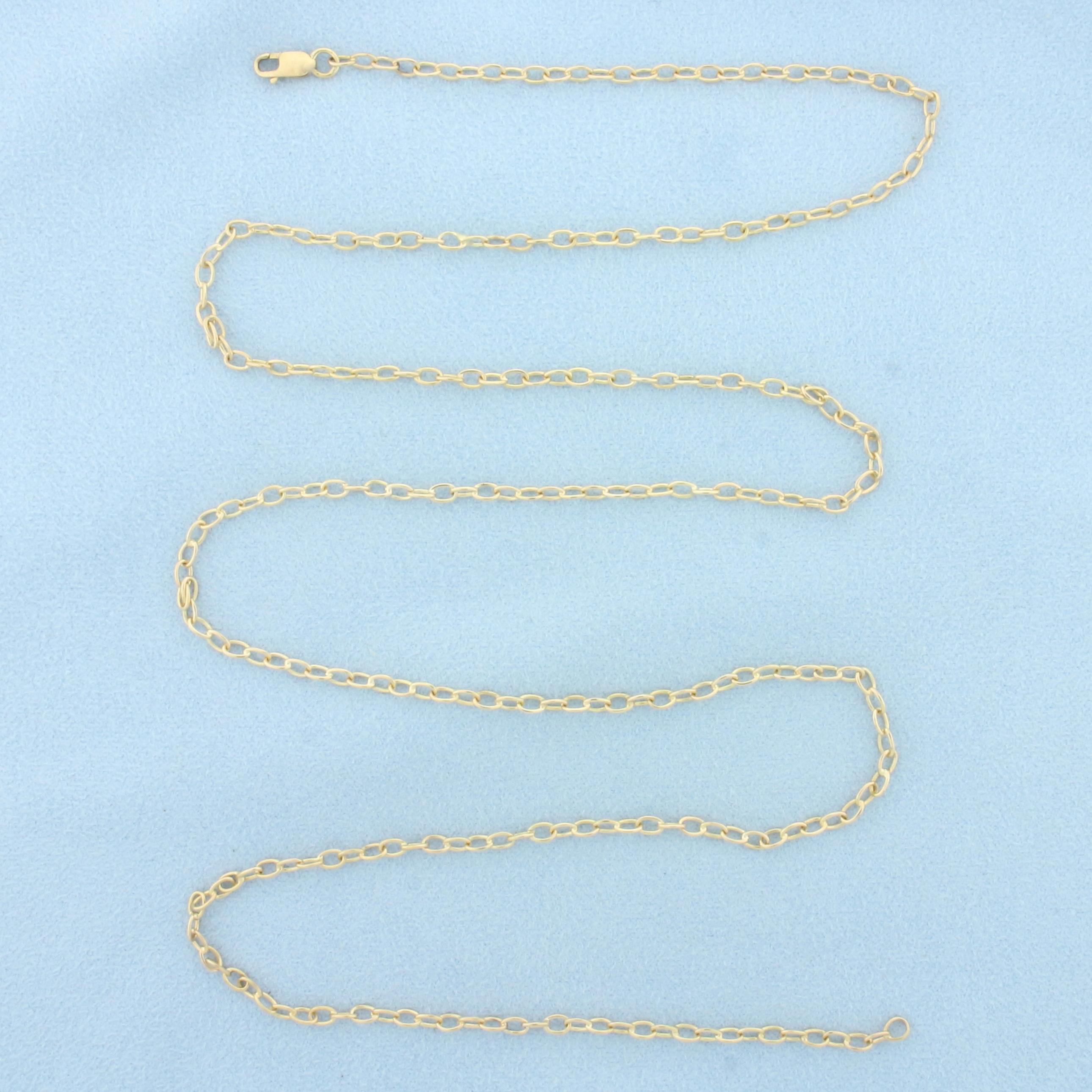 28 Inch Cable Link Chain Necklace In 18k Yellow Gold