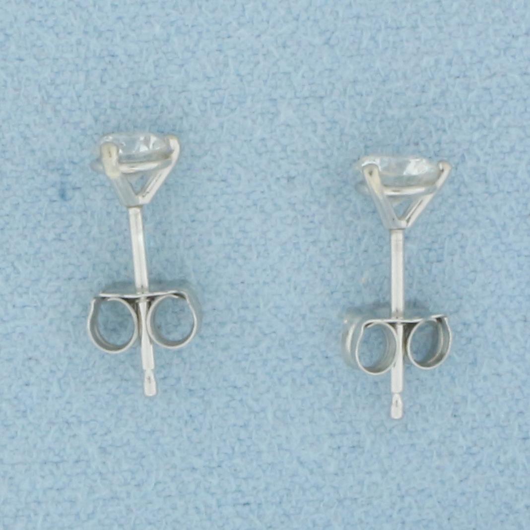 1/2ct Natural Diamond Stud Earrings In Platinum Settings